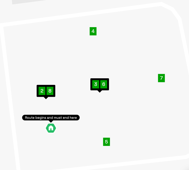 GPS checkpoints across a city route